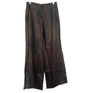 Mondi New with Tags 100% Linen Dark Copper Wide Leg Trouser